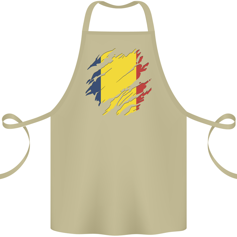 Torn Chad Flag Chadian Day Football Cotton Apron 100% Organic Khaki