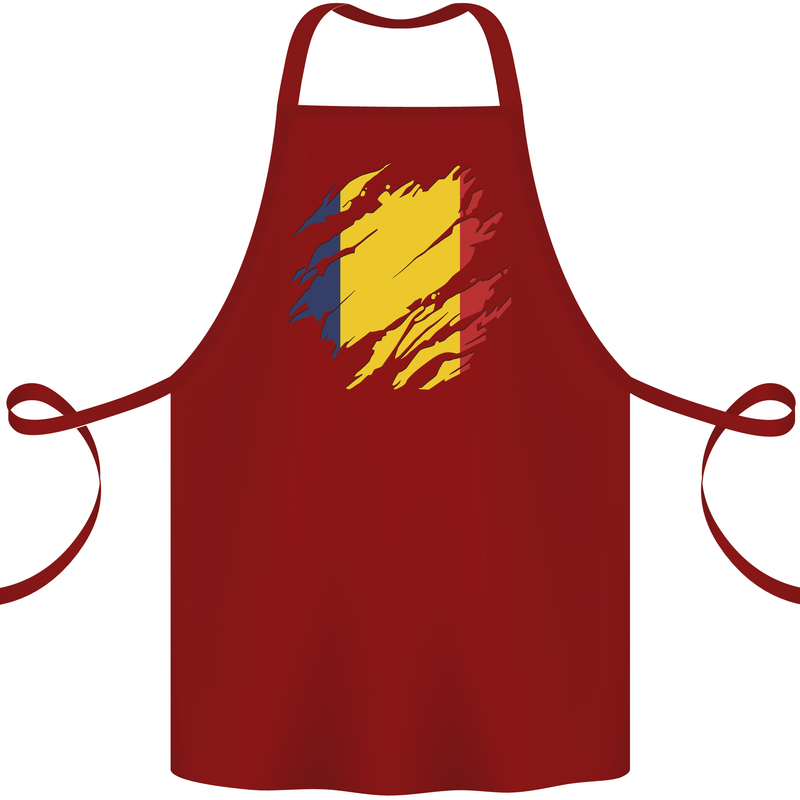 Torn Chad Flag Chadian Day Football Cotton Apron 100% Organic Maroon