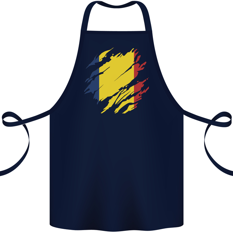 Torn Chad Flag Chadian Day Football Cotton Apron 100% Organic Navy Blue