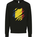 Torn Chad Flag Chadian Day Football Kids Sweatshirt Jumper Black