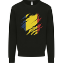 Torn Chad Flag Chadian Day Football Kids Sweatshirt Jumper Black