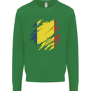 Torn Chad Flag Chadian Day Football Kids Sweatshirt Jumper Irish Green