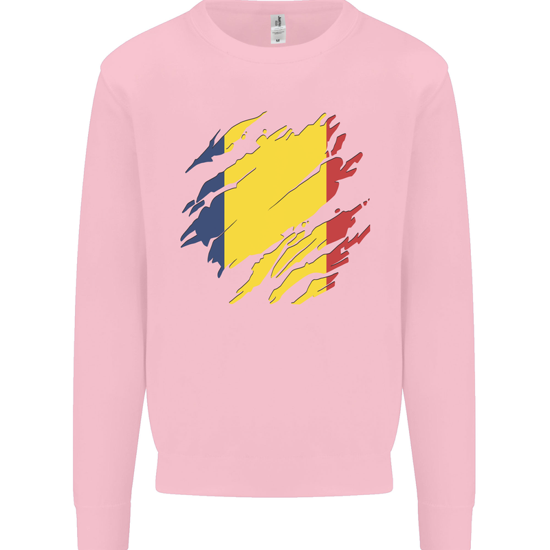 Torn Chad Flag Chadian Day Football Kids Sweatshirt Jumper Light Pink