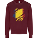 Torn Chad Flag Chadian Day Football Kids Sweatshirt Jumper Maroon