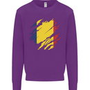 Torn Chad Flag Chadian Day Football Kids Sweatshirt Jumper Purple