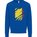 Torn Chad Flag Chadian Day Football Kids Sweatshirt Jumper Royal Blue