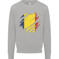 Torn Chad Flag Chadian Day Football Kids Sweatshirt Jumper Sports Grey