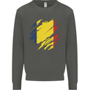 Torn Chad Flag Chadian Day Football Kids Sweatshirt Jumper Storm Grey