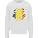 Torn Chad Flag Chadian Day Football Kids Sweatshirt Jumper White