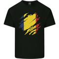 Torn Chad Flag Chadian Day Football Kids T-Shirt Childrens Black