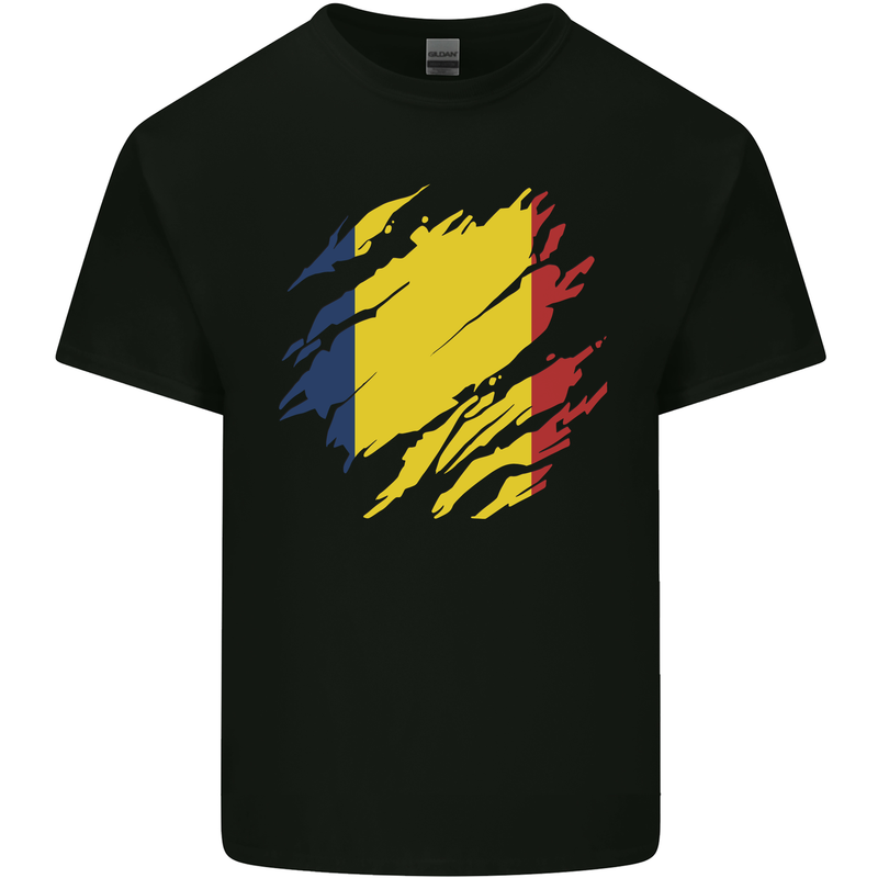 Torn Chad Flag Chadian Day Football Kids T-Shirt Childrens Black