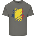 Torn Chad Flag Chadian Day Football Kids T-Shirt Childrens Charcoal