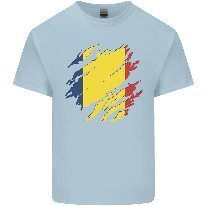 Torn Chad Flag Chadian Day Football Kids T-Shirt Childrens Light Blue