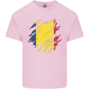 Torn Chad Flag Chadian Day Football Kids T-Shirt Childrens Light Pink