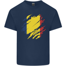 Torn Chad Flag Chadian Day Football Kids T-Shirt Childrens Navy Blue