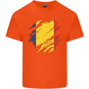 Torn Chad Flag Chadian Day Football Kids T-Shirt Childrens Orange