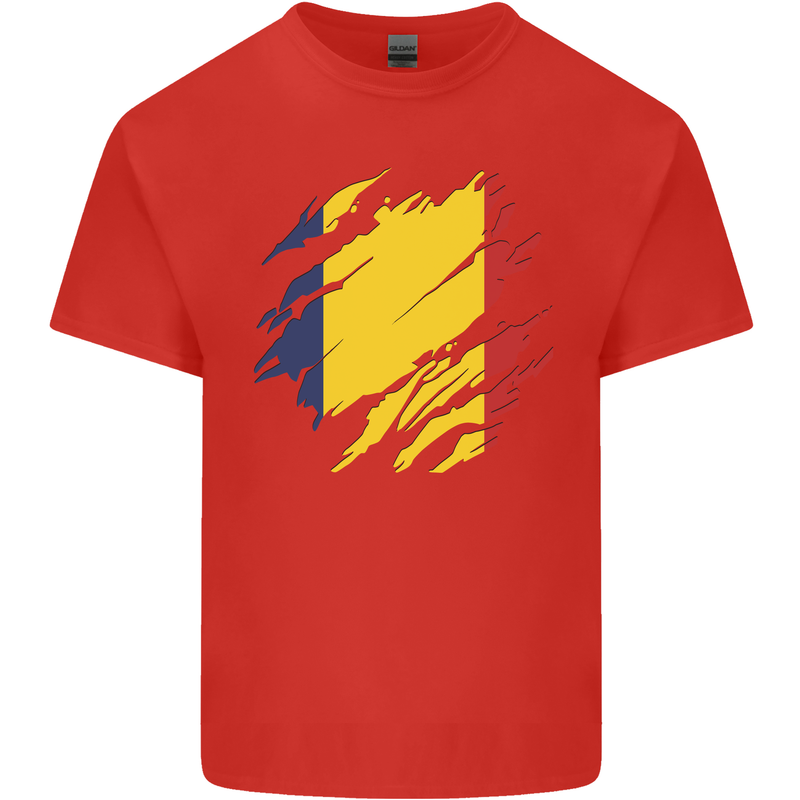 Torn Chad Flag Chadian Day Football Kids T-Shirt Childrens Red
