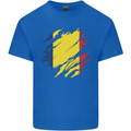 Torn Chad Flag Chadian Day Football Kids T-Shirt Childrens Royal Blue