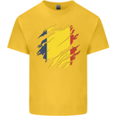 Torn Chad Flag Chadian Day Football Kids T-Shirt Childrens Yellow