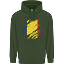 Torn Chad Flag Chadian Day Football Mens 80% Cotton Hoodie Forest Green