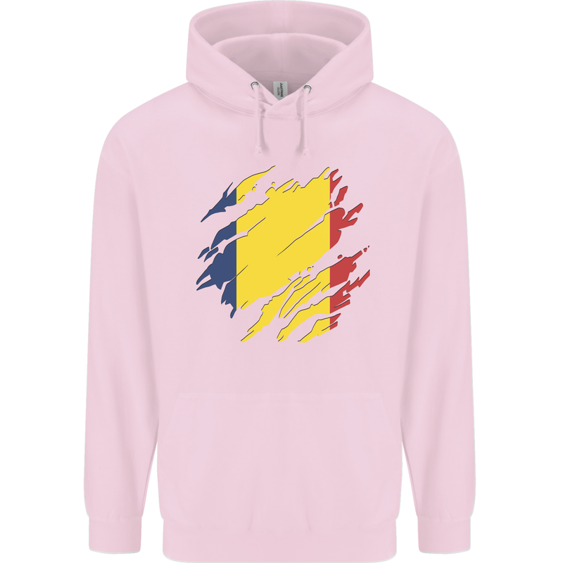 Torn Chad Flag Chadian Day Football Mens 80% Cotton Hoodie Light Pink