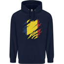 Torn Chad Flag Chadian Day Football Mens 80% Cotton Hoodie Navy Blue