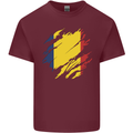 Torn Chad Flag Chadian Day Football Mens Cotton T-Shirt Tee Top Maroon
