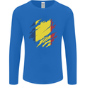 Torn Chad Flag Chadian Day Football Mens Long Sleeve T-Shirt Royal Blue