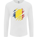 Torn Chad Flag Chadian Day Football Mens Long Sleeve T-Shirt White