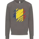 Torn Chad Flag Chadian Day Football Mens Sweatshirt Jumper Charcoal