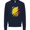 Torn Chad Flag Chadian Day Football Mens Sweatshirt Jumper Navy Blue