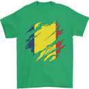 Torn Chad Flag Chadian Day Football Mens T-Shirt 100% Cotton Irish Green