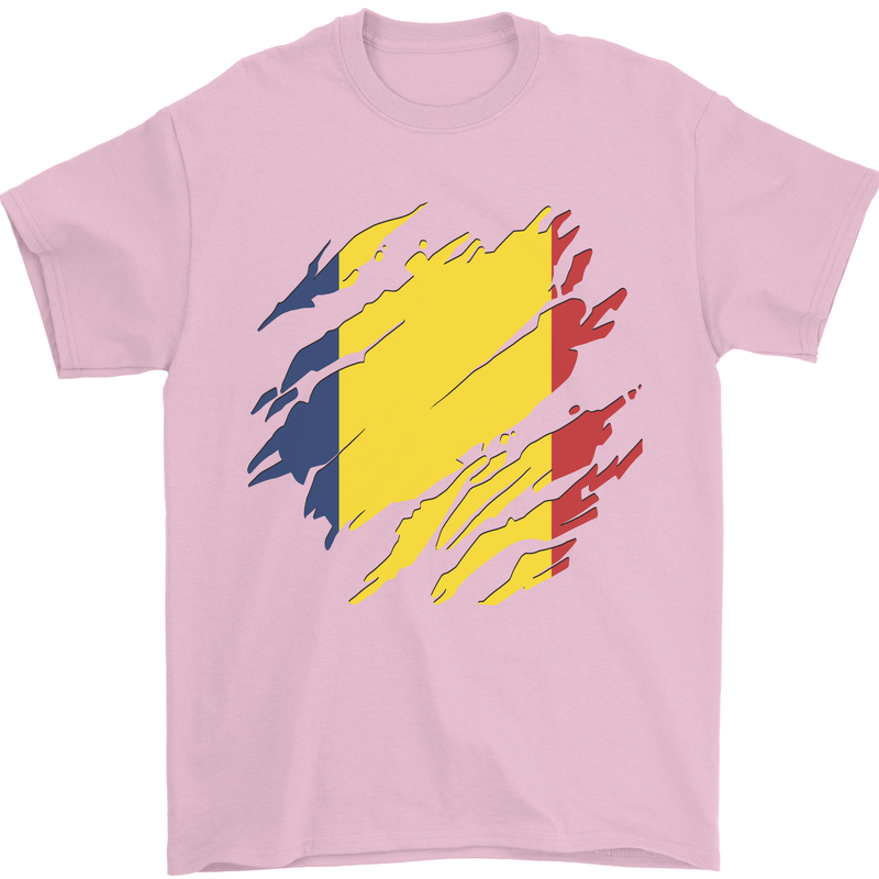Torn Chad Flag Chadian Day Football Mens T-Shirt 100% Cotton Light Pink