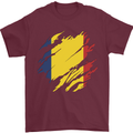 Torn Chad Flag Chadian Day Football Mens T-Shirt 100% Cotton Maroon