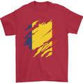 Torn Chad Flag Chadian Day Football Mens T-Shirt 100% Cotton Red