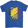 Torn Chad Flag Chadian Day Football Mens T-Shirt 100% Cotton Royal Blue