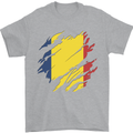 Torn Chad Flag Chadian Day Football Mens T-Shirt 100% Cotton Sports Grey