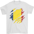 Torn Chad Flag Chadian Day Football Mens T-Shirt 100% Cotton White