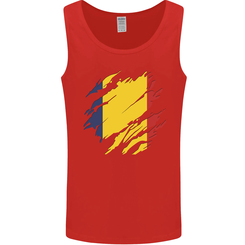 Torn Chad Flag Chadian Day Football Mens Vest Tank Top Red