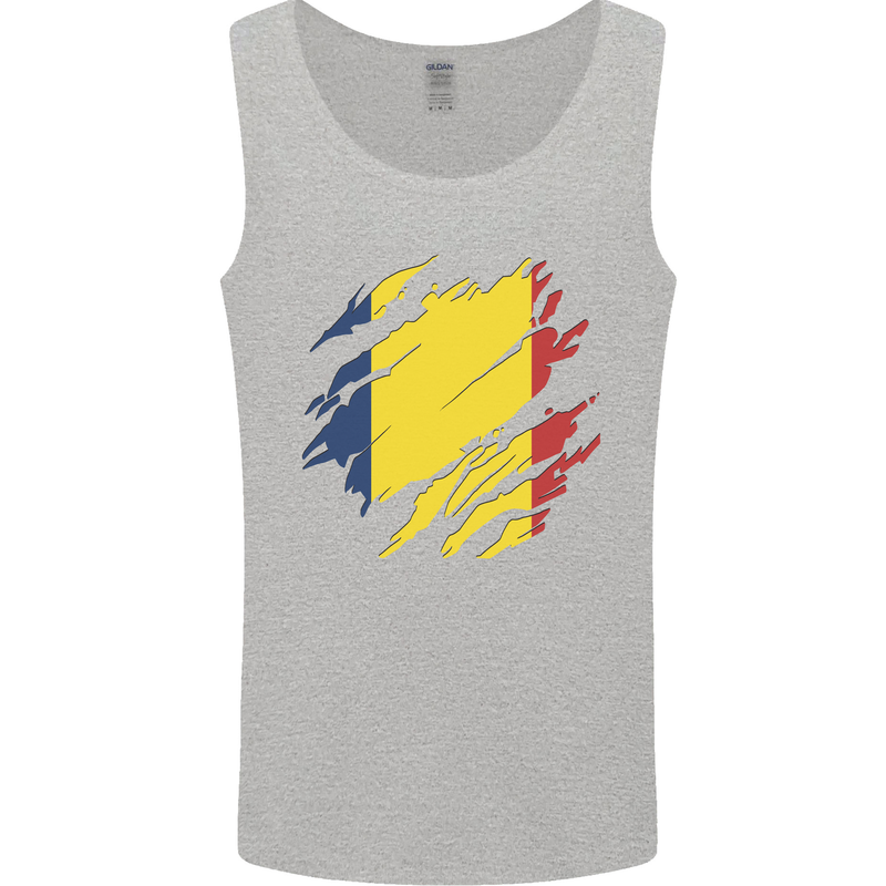Torn Chad Flag Chadian Day Football Mens Vest Tank Top Sports Grey