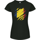 Torn Chad Flag Chadian Day Football Womens Petite Cut T-Shirt Black
