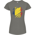 Torn Chad Flag Chadian Day Football Womens Petite Cut T-Shirt Charcoal