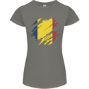 Torn Chad Flag Chadian Day Football Womens Petite Cut T-Shirt Charcoal