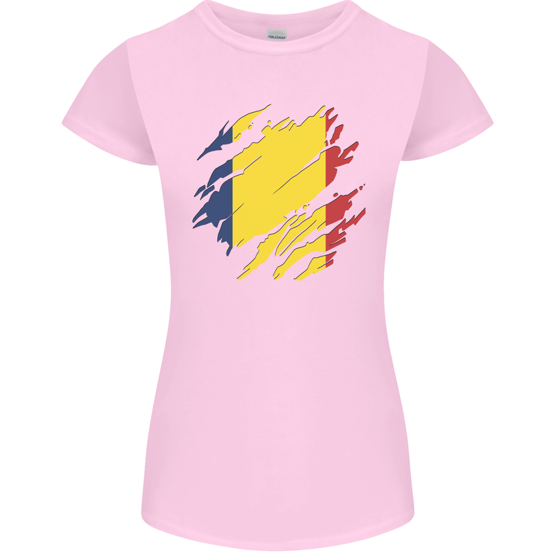 Torn Chad Flag Chadian Day Football Womens Petite Cut T-Shirt Light Pink