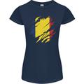 Torn Chad Flag Chadian Day Football Womens Petite Cut T-Shirt Navy Blue