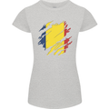 Torn Chad Flag Chadian Day Football Womens Petite Cut T-Shirt Sports Grey