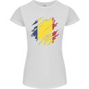 Torn Chad Flag Chadian Day Football Womens Petite Cut T-Shirt White