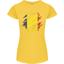 Torn Chad Flag Chadian Day Football Womens Petite Cut T-Shirt Yellow