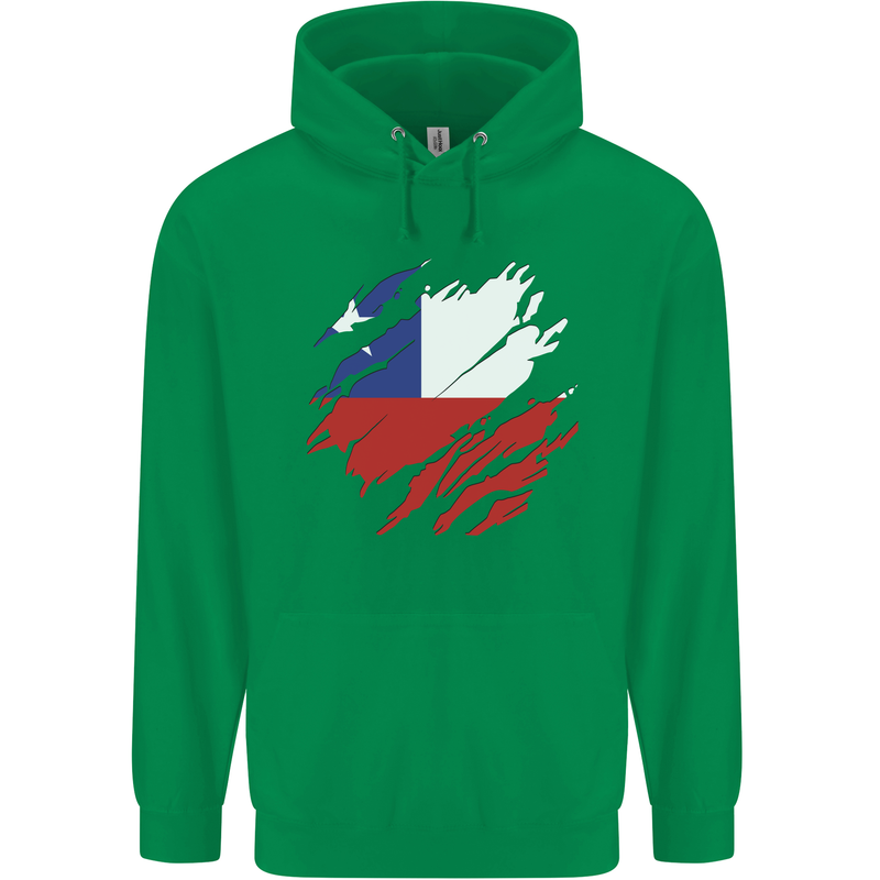 Torn Chile Flag Chilean Day Football Childrens Kids Hoodie Irish Green