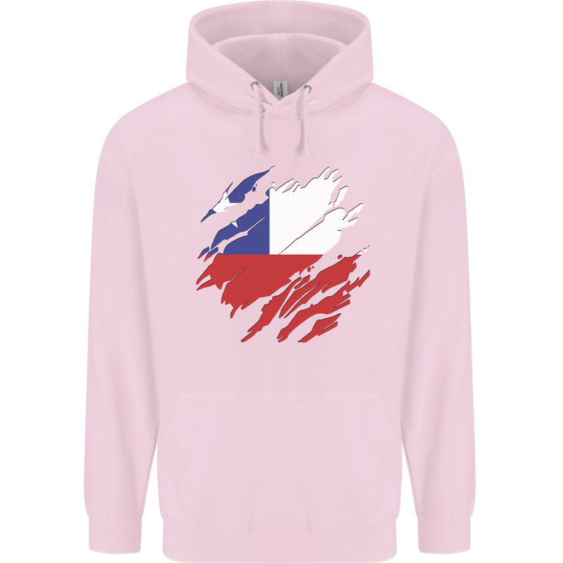 Torn Chile Flag Chilean Day Football Childrens Kids Hoodie Light Pink
